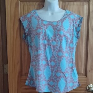 The Limited Aqua and Coral Blouse